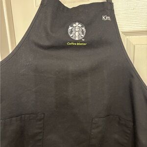 Starbucks Black Apron with Green Accent and White Logo